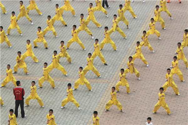 嵩山少林寺武术学校快乐习武的小伙伴们！